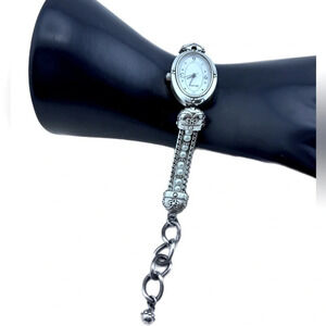Brighton "Brighton" Watch Faux Pearls Toggle Clasp 8" Silver Plate New Battery